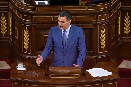 8/06/2022. Pedro S&#225;nchez comparece ante el Pleno del Congreso de los Diputados. Pedro S&#225;nchez durante su comparecencia ante el Pleno del Con...