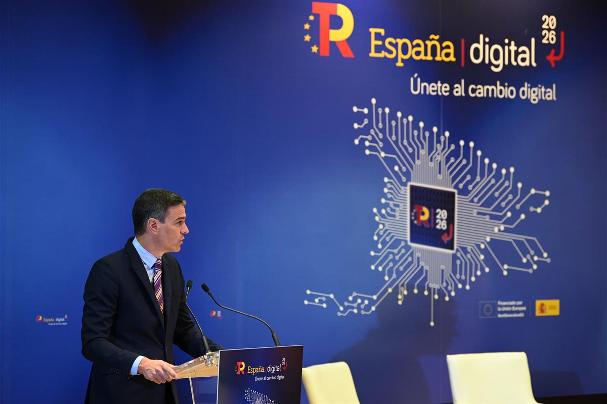 8/07/2022. Pedro Sánchez clausura el acto de presentación de 'España Digital 2026'. El presidente del Gobierno, Pedro Sánchez, durante su in...