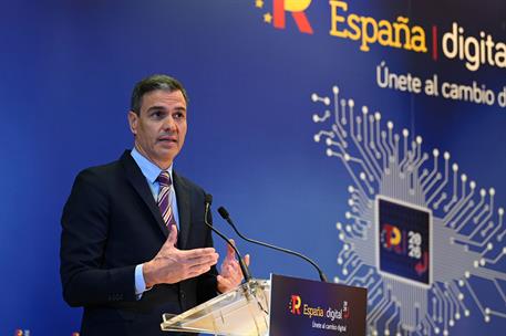 8/07/2022. Pedro Sánchez clausura el acto de presentación de 'España Digital 2026'. El presidente del Gobierno, Pedro Sánchez, durante su in...