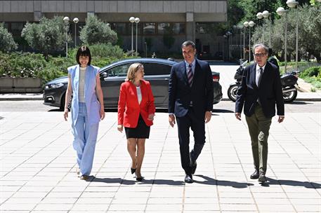 8/07/2022. Pedro Sánchez clausura el acto de presentación de 'España Digital 2026'. El presidente del Gobierno, Pedro Sánchez; la vicepresid...