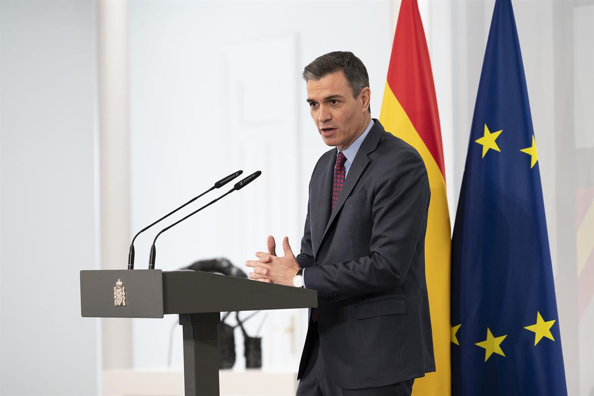 9/03/2022. Sánchez preside el acto de agradecimiento al Foro Nacional de Ciberseguridad. El presidente del Gobierno, Pedro Sánchez, durante ...