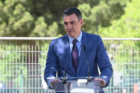 9/06/2022. Pedro S&#225;nchez presenta el Proyecto Estrat&#233;gico Aeroespacial. Pedro S&#225;nchez durante su intervenci&#243;n en la presentaci&#243;n del Proyect...