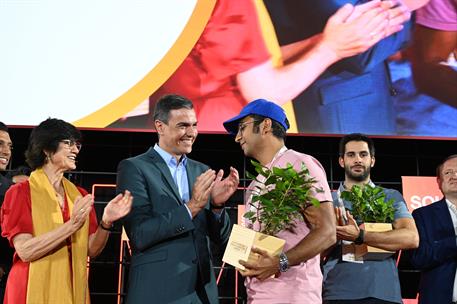 10/06/2022. Sánchez clausura el encuentro de emprendedores South Summit 2022. El presidente del Gobierno, Pedro Sánchez, durante la entrega ...