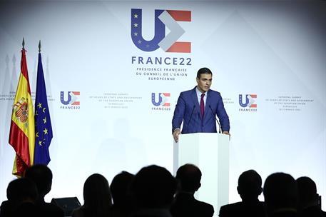 11/03/2022. Sánchez participa en la cumbre informal de los jefes de Estado y de Gobierno de la UE. El presidente del Gobierno, Pedro Sánchez...