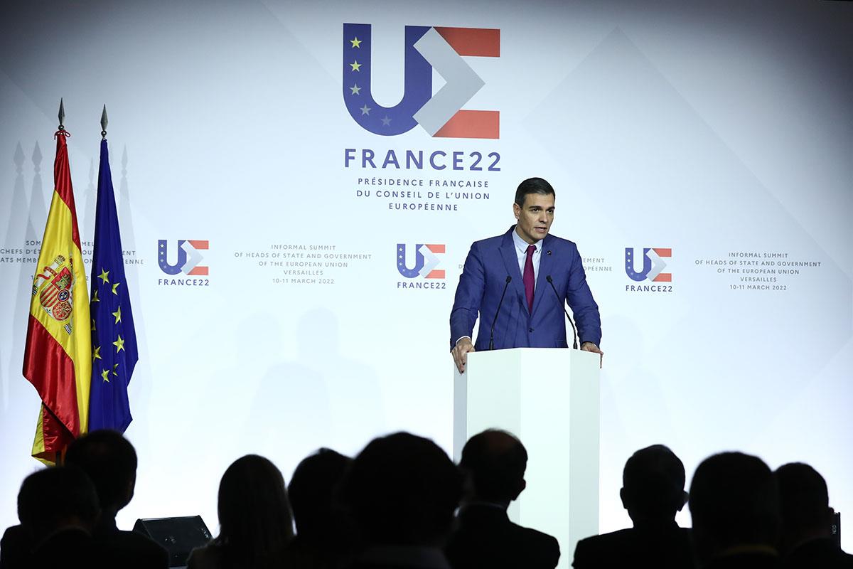 11/03/2022. Sánchez participa en la cumbre informal de los jefes de Estado y de Gobierno de la UE. El presidente del Gobierno, Pedro Sánchez...