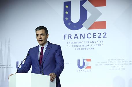 11/03/2022. Sánchez participa en la cumbre informal de los jefes de Estado y de Gobierno de la UE. El presidente del Gobierno, Pedro Sánchez...