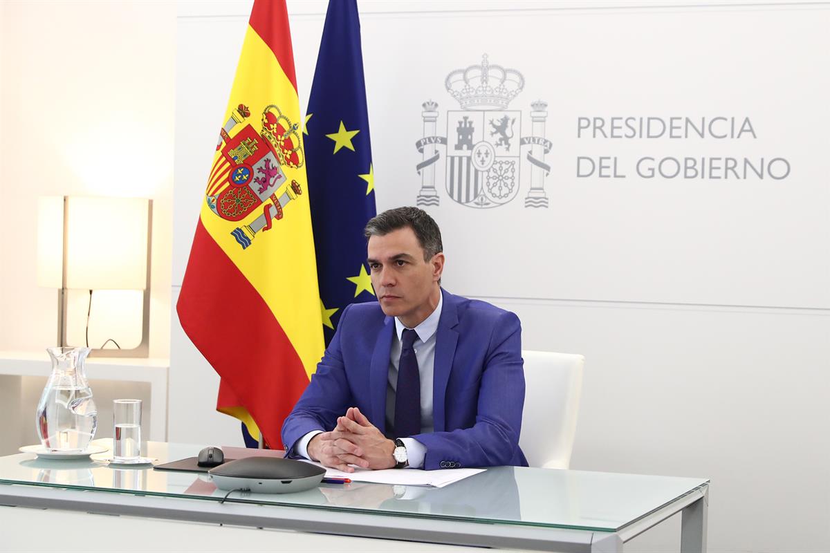 12/05/2022. Sánchez interviene en la II Cumbre Global sobre COVID-19. El presidente del Gobierno, Pedro Sánchez, ha intervenido, por videoco...