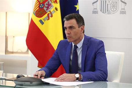 12/05/2022. Sánchez interviene en la II Cumbre Global sobre COVID-19. El presidente del Gobierno, Pedro Sánchez, ha intervenido, por videoco...