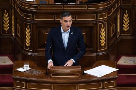 13/10/2022. Pedro Sánchez comparece ante el Pleno del Congreso. El presidente del Gobierno, Pedro Sánchez, durante su intervención ante el P...