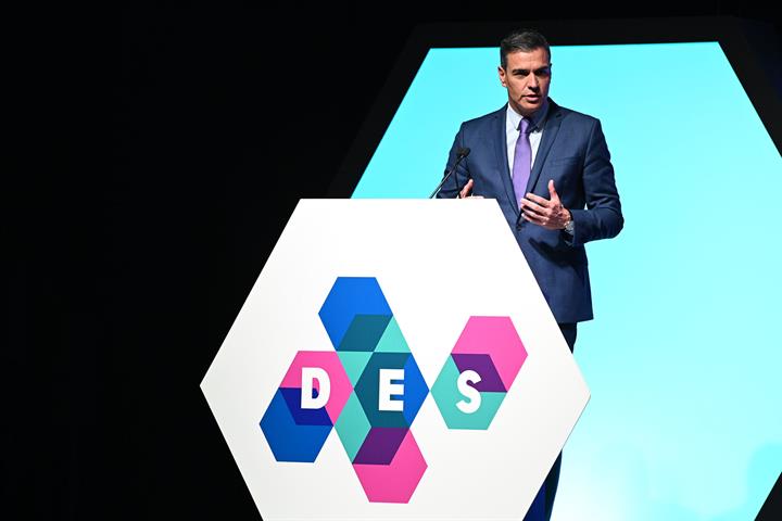 Pedro Sánchez durante su intervención en el acto de inauguración del Digital Enterprise Show (DES 2022)