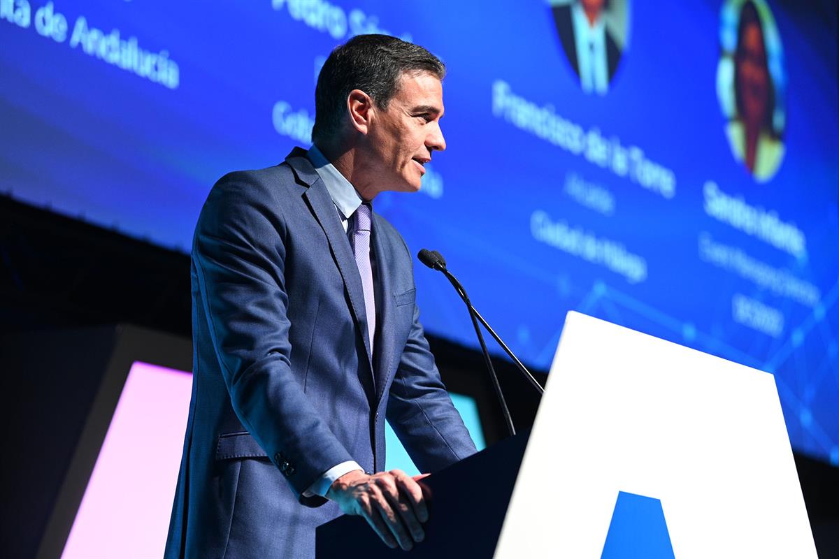 14/06/2022. Pedro Sánchez interviene en el acto de inauguración del Digital Enterprise Show. Pedro Sánchez durante su intervención en el act...