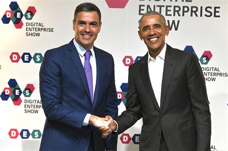 14/06/2022. Pedro Sánchez interviene en el acto de inauguración del Digital Enterprise Show. El presidente del Gobierno, Pedro Sánchez, mani...