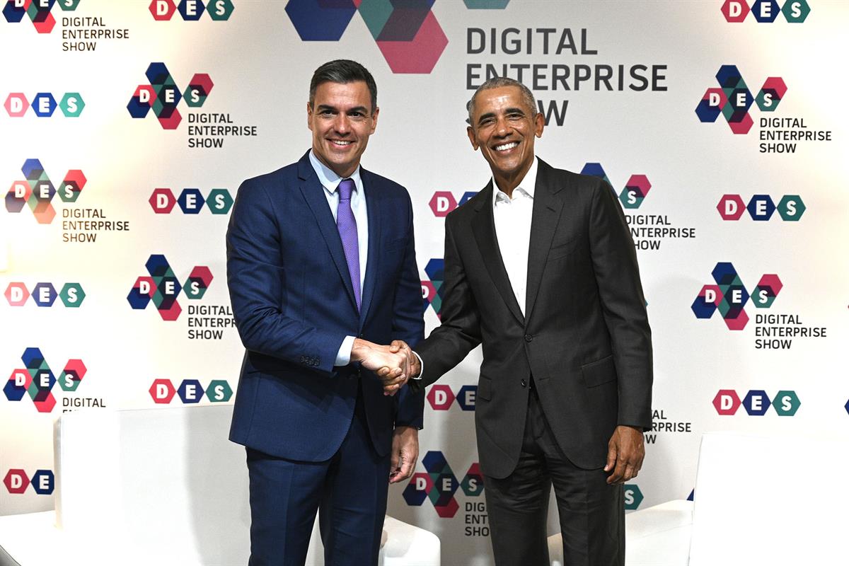 14/06/2022. Pedro Sánchez interviene en el acto de inauguración del Digital Enterprise Show. El presidente del Gobierno, Pedro Sánchez, salu...