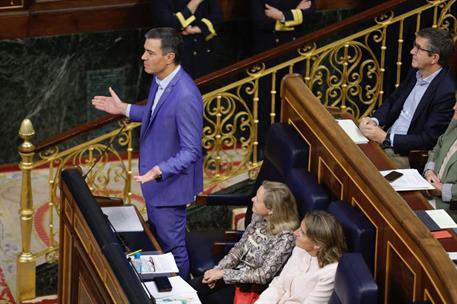 14/09/2022. Pedro Sánchez asiste a la sesión de control en el Congreso. El presidente del Gobierno, Pedro Sánchez, durante su intervención e...