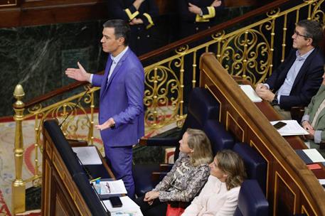 14/09/2022. Pedro S&#225;nchez asiste a la sesi&#243;n de control en el Congreso. El presidente del Gobierno, Pedro S&#225;nchez, durante su intervenci&#243;n e...