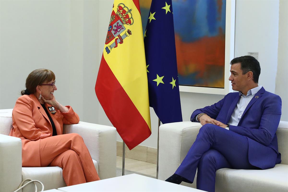 14/09/2022. Sánchez recibe a la secretaria general de la Conferencia de las Naciones Unidas sobre Comercio y Desarrollo. El presidente del G...