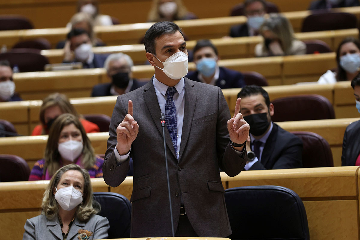 15/02/2022. Sánchez participa en la sesión de control en el Senado