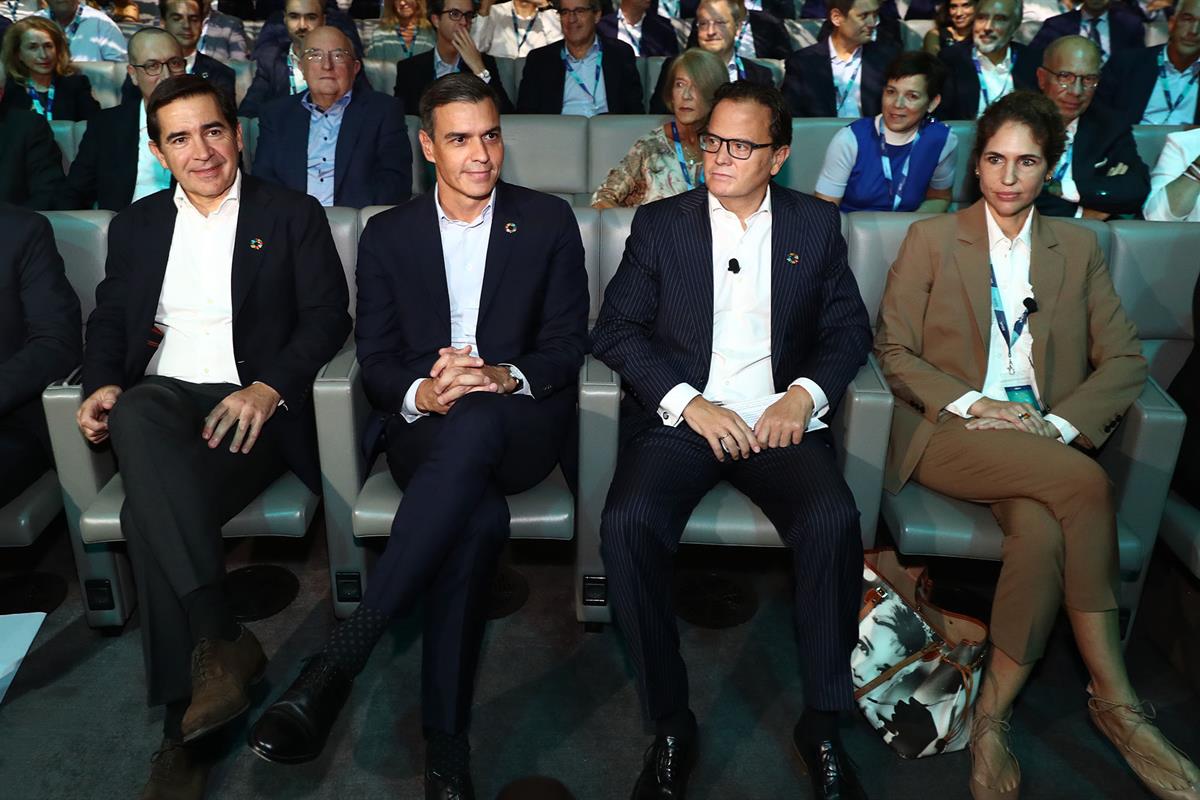 15/09/2022. Pedro Sánchez interviene en el acto inaugural del II BBVA Sustainability Forum. El presidente del Gobierno, Pedro Sánchez, y el ...