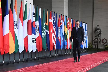 15/11/2022. Pedro Sánchez participa en la Cumbre del G20 (primera jornada). The President of the Government of Spain, Pedro Sánchez, arrives...