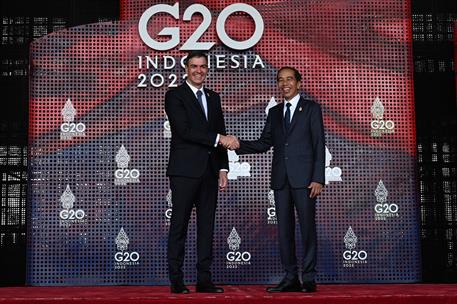 15/11/2022. Pedro S&#225;nchez participa en la Cumbre del G20 (primera jornada)