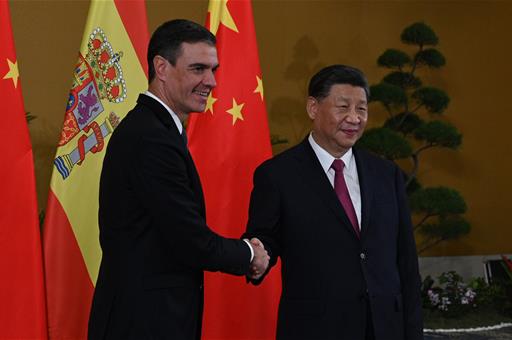 15/11/2022. The President of the Government of Spain meets with the President of China. The President of the Government of Spain, Pedro Sánc...