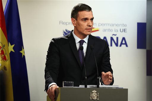 15/12/2022. European Council. Appearance of Pedro Sánchez after the European Council