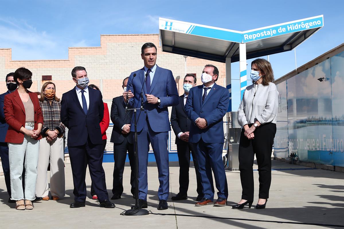 16/02/2022. Pedro Sánchez visita el Centro Nacional del Hidrógeno (CNH2). El presidente del Gobierno, Pedro Sánchez, durante su intervención...