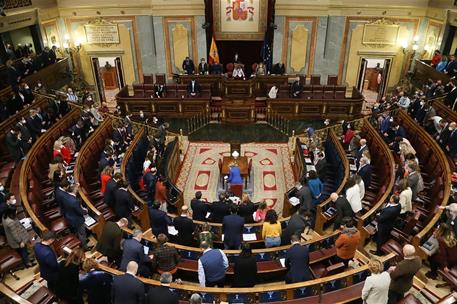 16/02/2022. Pedro Sánchez asiste a la sesión de control en el Congreso. Minuto de silencio por el naufragio del pesquero Villa de Pitanxo, m...