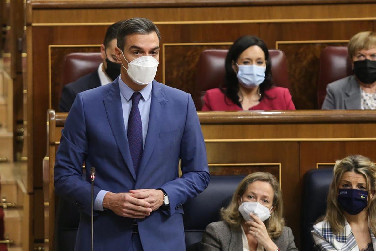 16/02/2022. Pedro Sánchez asiste a la sesión de control en el Congreso. El presidente del Gobierno, Pedro Sánchez, interviene en la sesión d...