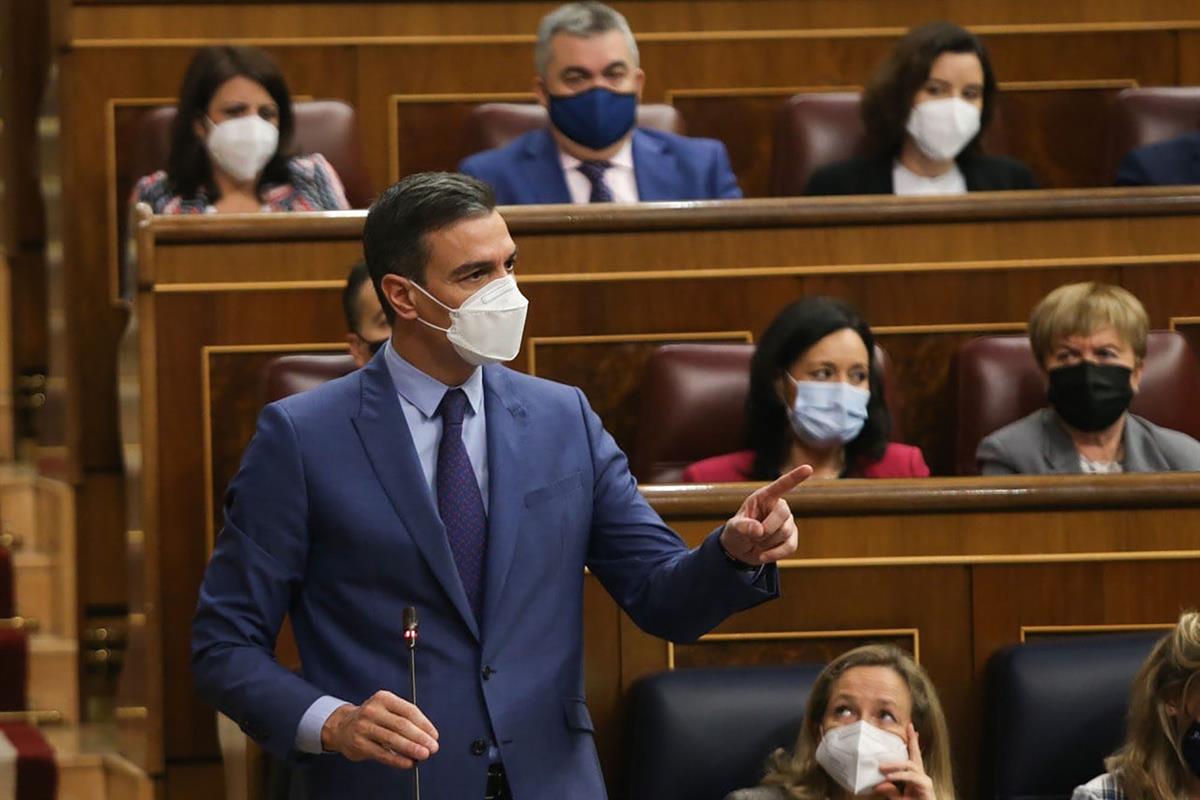 16/02/2022. Pedro Sánchez asiste a la sesión de control en el Congreso. El presidente del Gobierno, Pedro Sánchez, durante su intervención e...