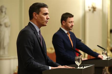 16/03/2022. Pedro Sánchez se reúne con el primer ministro de la República Eslovaca, Eduard Heger. El presidente del Gobierno, Pedro Sánchez,...