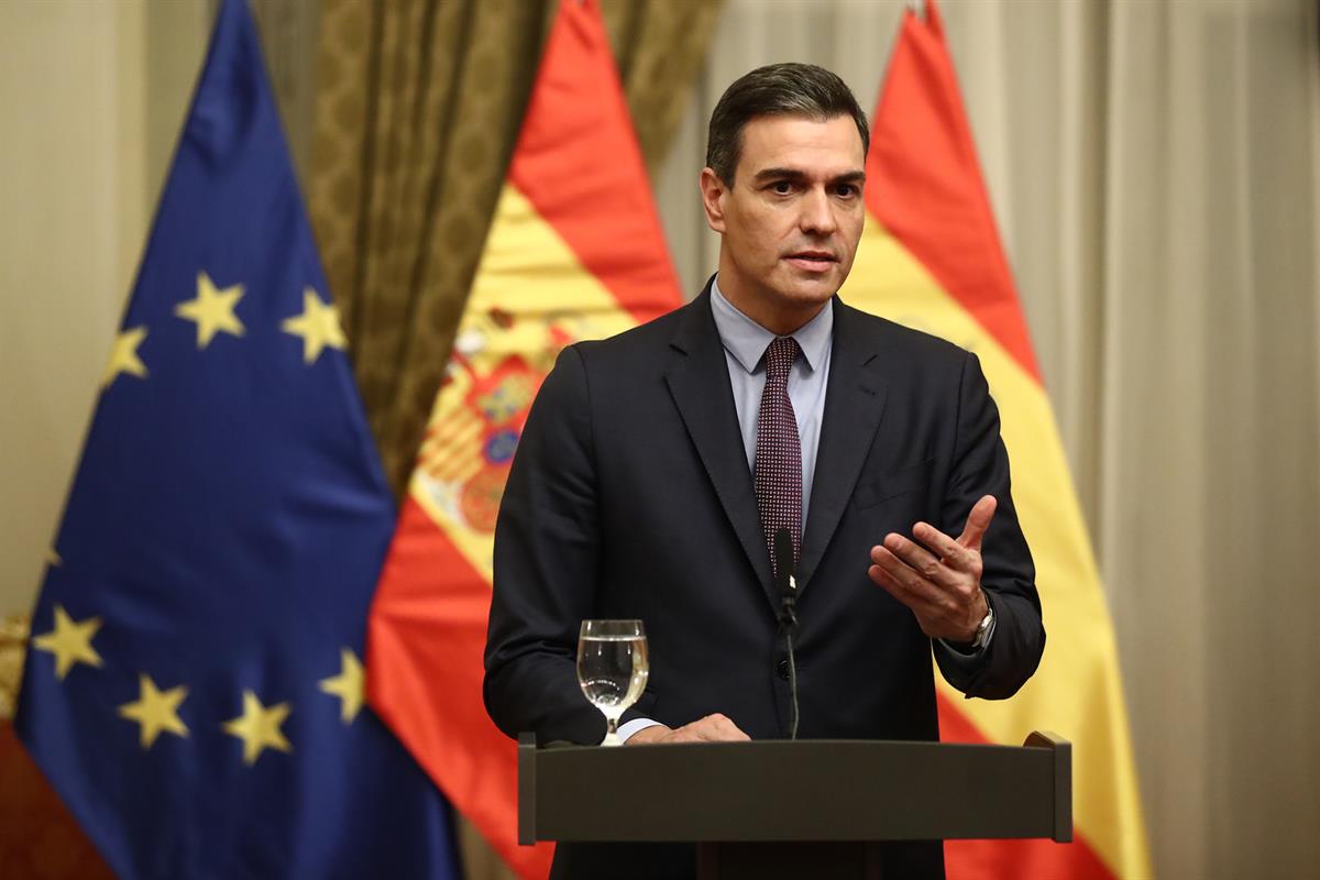 16/03/2022. Pedro Sánchez se reúne con el primer ministro de la República Eslovaca, Eduard Heger. El presidente del Gobierno, Pedro Sánchez,...