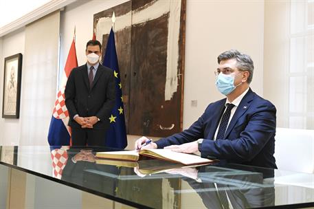 16/03/2022. El presidente recibe al primer ministro de la República de Croacia, Andrej Plenković. El primer ministro de la República de Croa...