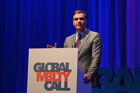 16/06/2022. Pedro S&#225;nchez clausura Global Mobility Call. El presidente del Gobierno, Pedro S&#225;nchez, durante su intervenci&#243;n en la clausura d...