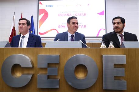 18/05/2022. Pedro Sánchez participa en el acto inaugural del foro empresarial España-Catar. El presidente del Gobierno, Pedro Sánchez, inter...