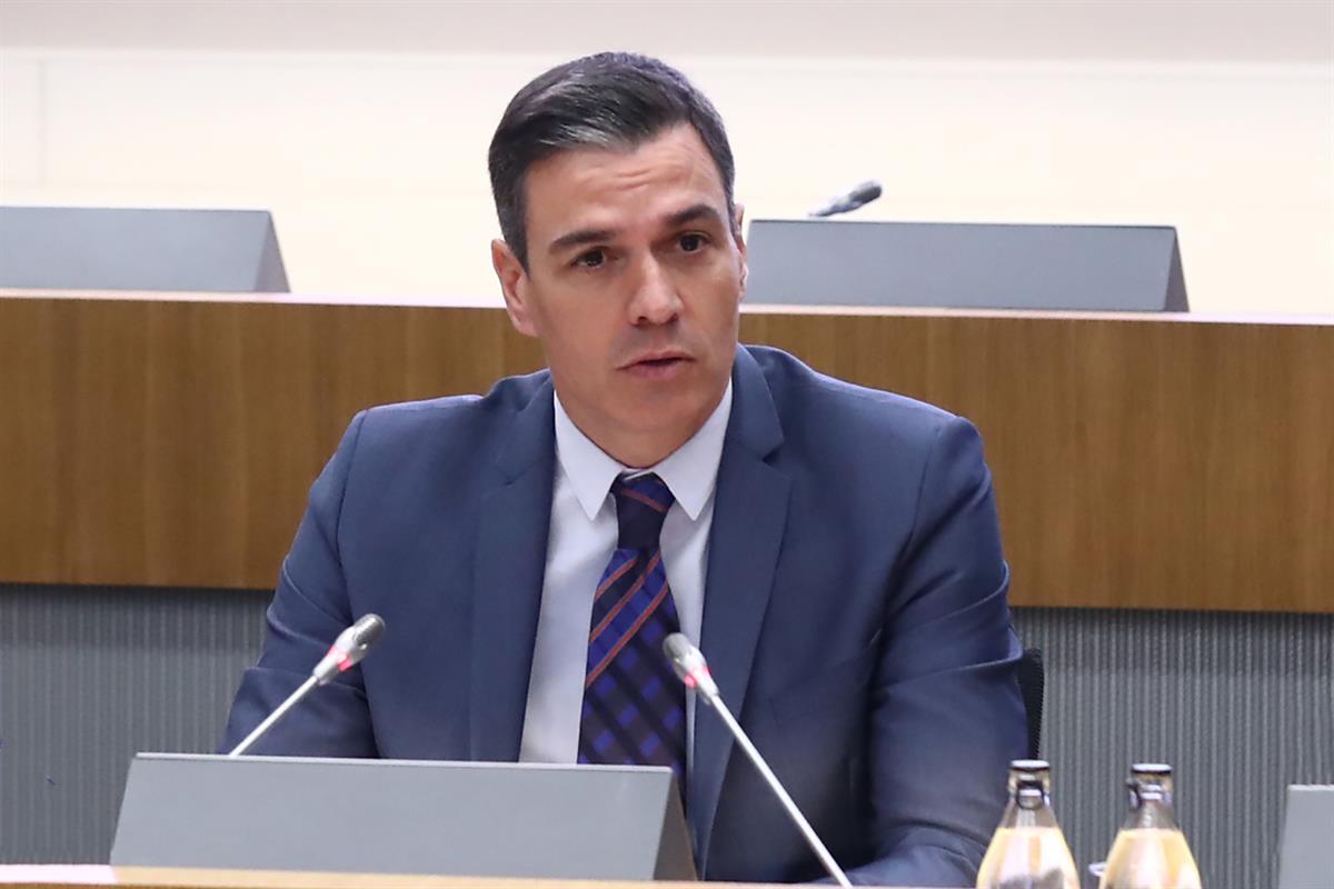 18/05/2022. Pedro Sánchez participa en el acto inaugural del foro empresarial España-Catar. El presidente del Gobierno, Pedro Sánchez, duran...