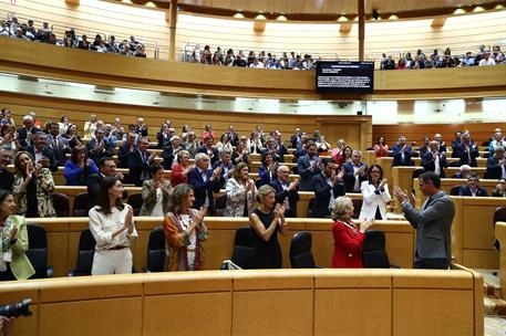 18/10/2022. Pedro Sánchez comparece ante el Pleno del Senado. El presidente del Gobierno, Pedro Sánchez, las vicepresidentas Nadia Calviño, ...
