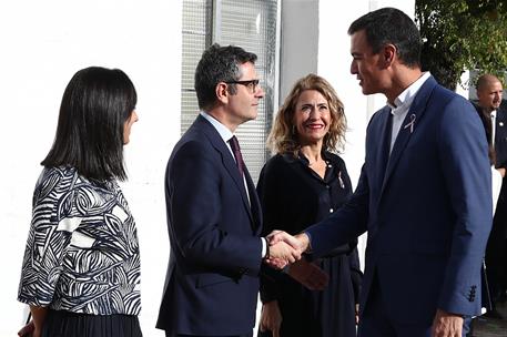 19/10/2022. Pedro Sánchez presenta la Operación Campamento. El presidente del Gobierno, Pedro Sánchez, a su llegada al acto de la firma del ...