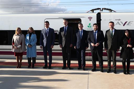 19/12/2022. Pedro Sánchez attends the inauguration of the Madrid-Murcia High Speed Railway Line. King Felipe VI, the President of the Govern...