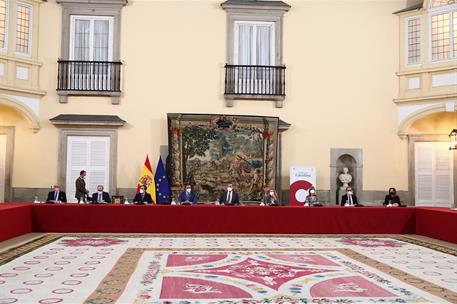 20/01/2022. Pedro Sánchez asiste a la 32ª reunión ordinaria del Patronato de la Fundación Carolina. El presidente del Gobierno, Pedro Sánche...