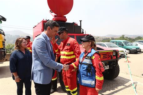 20/07/2022. Pedro Sánchez visita las zonas afectadas por los incendios en Aragón. El presidente del Gobierno,Pedro Sánchez, agradece su trab...