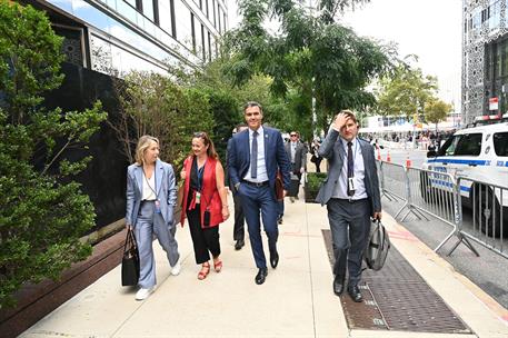 20/09/2022. Pedro S&#225;nchez durante su estancia en Nueva York. El presidente del Gobierno, Pedro S&#225;nchez, durante un paseo por Nueva York.