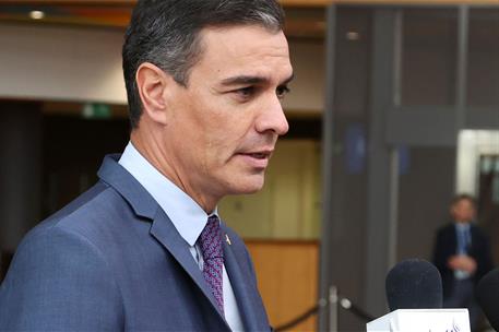 20/10/2022. Pedro S&#225;nchez asiste al Consejo Europeo (primera jornada). El presidente del Gobierno, Pedro S&#225;nchez, durante las declaraciones ...