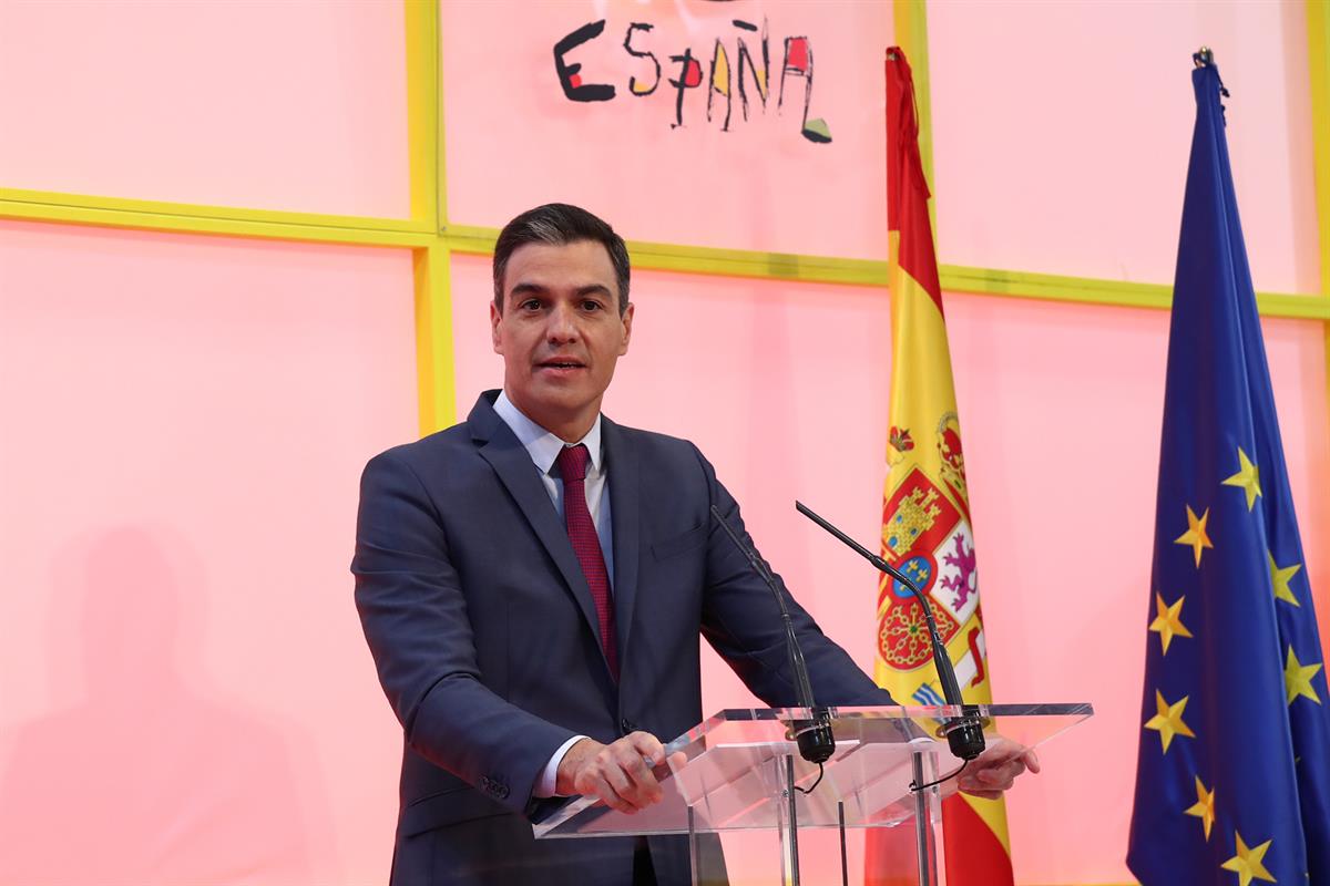 21/01/2022. Pedro Sánchez visita FITUR. El presidente del Gobierno, Pedro Sánchez, durante su intervención en un acto sobre Sostenibilidad T...