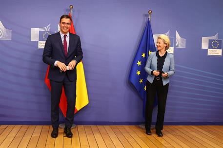 21/03/2022. Pedro Sánchez se reúne con la presidenta de la Comisión Europea, Ursula Von der Leyen. El presidente del Gobierno, Pedro Sánchez...