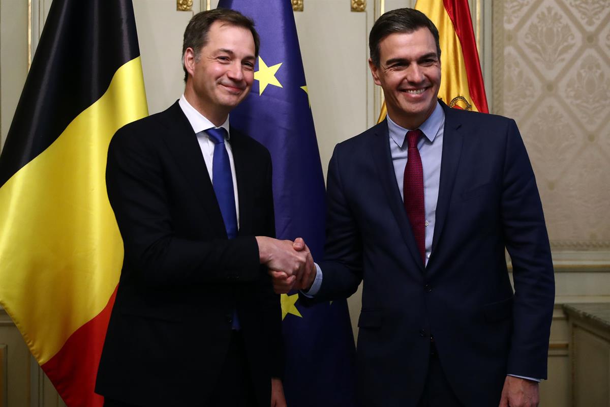 21/03/2022. El presidente del Gobierno viaja a Bélgica. El presidente del Gobierno, Pedro Sánchez, y el primer ministro del Reino de Bélgica...