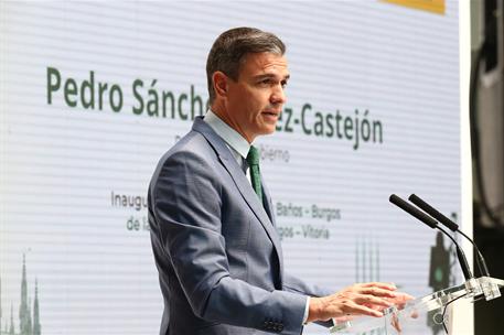 21/07/2022. Pedro S&#225;nchez asiste a la inauguraci&#243;n de la l&#237;nea de Alta Velocidad a Burgos. El presidente del Gobierno, Pedro S&#225;nchez, durant...