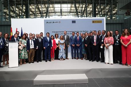 21/07/2022. Pedro S&#225;nchez asiste a la inauguraci&#243;n de la l&#237;nea de Alta Velocidad a Burgos. El rey Felipe VI, el presidente del Gobierno, Ped...