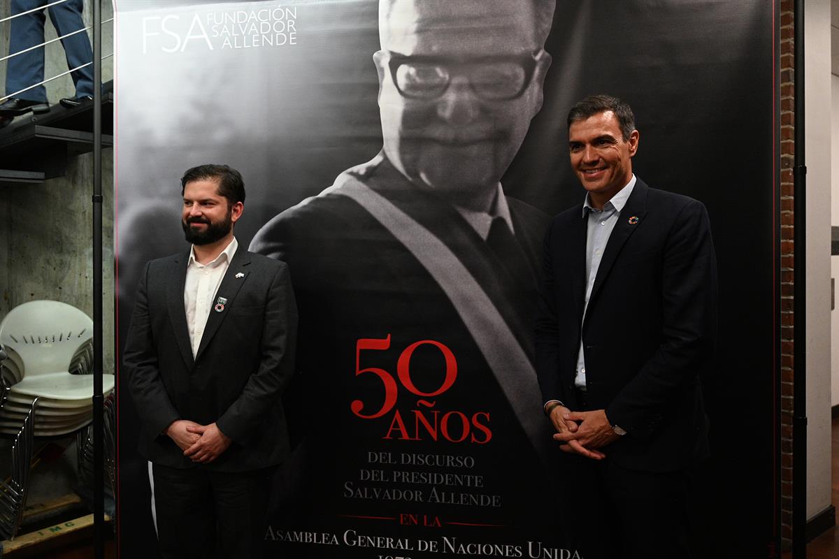 21/09/2022. Pedro Sánchez participa en un homenaje al 50º aniversario del discurso de Salvador Allende ante las Naciones Unidas