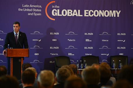 21/09/2022. S&#225;nchez participa en el foro &#39;Latin America, the United States and Spain in the global economy&#39;. El presidente del Gobierno, Ped...